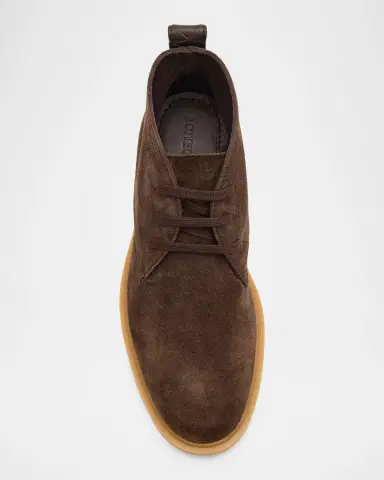 Bottega Veneta Men's Astaire Suede Intrecciato Tab Lace-Up Ankle Boots | Thumbnail 3 Bottega Veneta Men's Astaire Suede Intrecciato Tab Lace-Up Ankle Boots | Thumbnail 3