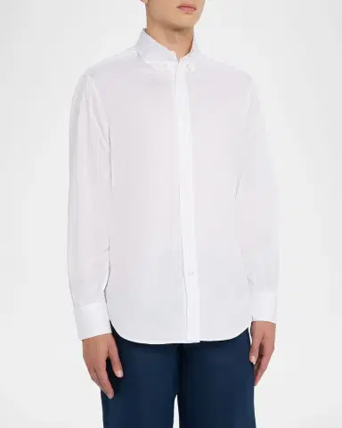 Brunello Cucinelli Men's Twill Classic Fit Button-Down Shirt | Thumbnail 3 Brunello Cucinelli Men's Twill Classic Fit Button-Down Shirt | Thumbnail 3