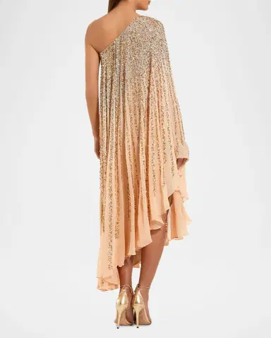 Mac Duggal One-Shoulder Sequin Caftan Gown | Thumbnail 2 Mac Duggal One-Shoulder Sequin Caftan Gown | Thumbnail 2