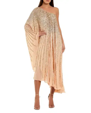 Mac Duggal One-Shoulder Sequin Caftan Gown | Thumbnail 1 Mac Duggal One-Shoulder Sequin Caftan Gown | Thumbnail 1