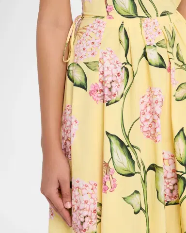 Oscar de la Renta Sleeveless Porcelain Flower Waist-Tie Midi Dress | Thumbnail 5 Oscar de la Renta Sleeveless Porcelain Flower Waist-Tie Midi Dress | Thumbnail 5