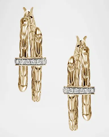 John Hardy 14K Diamond Spear Hoop Earrings, 22.5mm | Thumbnail 3 John Hardy 14K Diamond Spear Hoop Earrings, 22.5mm | Thumbnail 3