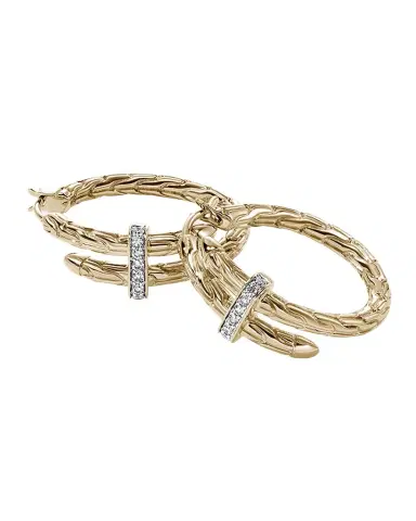 John Hardy 14K Diamond Spear Hoop Earrings, 22.5mm | Thumbnail 1 John Hardy 14K Diamond Spear Hoop Earrings, 22.5mm | Thumbnail 1
