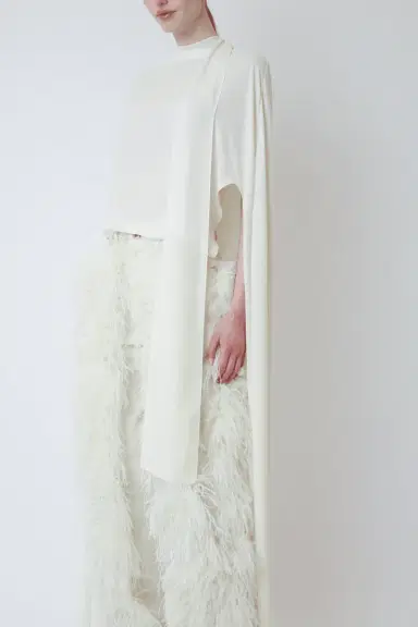 Lapointe Georgette High Low Scarf Cape Top | Thumbnail 2 Lapointe Georgette High Low Scarf Cape Top | Thumbnail 2