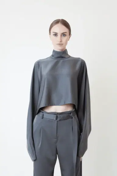 Lapointe Lightweight Satin Caftan Top | Thumbnail 2 Lapointe Lightweight Satin Caftan Top | Thumbnail 2