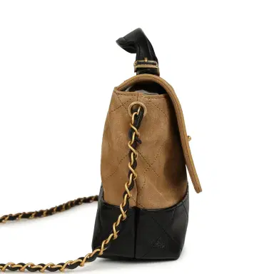 Chanel Chanel Coco Base Top Handle Flap Bag Brown Suede and Black Shiny Lambskin Brushed Gold Hardware | Thumbnail 3 Chanel Chanel Coco Base Top Handle Flap Bag Brown Suede and Black Shiny Lambskin Brushed Gold Hardware | Thumbnail 3