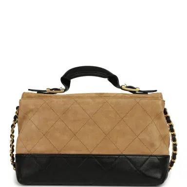 Chanel Chanel Coco Base Top Handle Flap Bag Brown Suede and Black Shiny Lambskin Brushed Gold Hardware | Thumbnail 4 Chanel Chanel Coco Base Top Handle Flap Bag Brown Suede and Black Shiny Lambskin Brushed Gold Hardware | Thumbnail 4