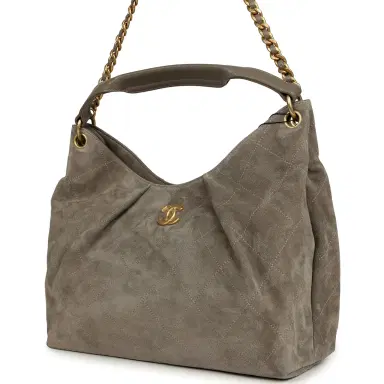 Chanel Chanel Maxi Hobo Bag Dark Grey Suede Antique Gold Hardware | Thumbnail 5 Chanel Chanel Maxi Hobo Bag Dark Grey Suede Antique Gold Hardware | Thumbnail 5