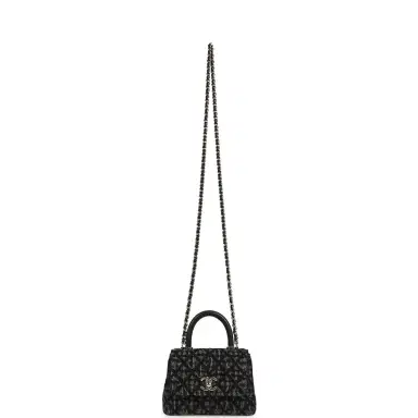 Chanel Chanel Nano Coco Top Handle Flap Bag Black Washed Denim Light Gold Hardware | Thumbnail 7 Chanel Chanel Nano Coco Top Handle Flap Bag Black Washed Denim Light Gold Hardware | Thumbnail 7