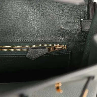 HERMÈS Hermes Birkin 25 Vert Fonce Togo Gold Hardware | Thumbnail 9 HERMÈS Hermes Birkin 25 Vert Fonce Togo Gold Hardware | Thumbnail 9