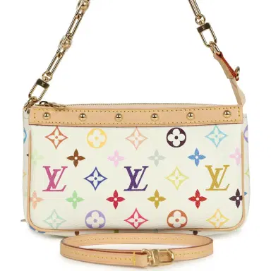Louis Vuitton Louis Vuitton X Takashi Murakami Pochette Accessories White Multicolored Monogram Gold Hardware | Thumbnail 2 Louis Vuitton Louis Vuitton X Takashi Murakami Pochette Accessories White Multicolored Monogram Gold Hardware | Thumbnail 2