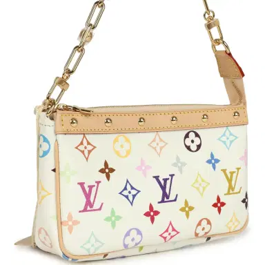 Louis Vuitton Louis Vuitton X Takashi Murakami Pochette Accessories White Multicolored Monogram Gold Hardware | Thumbnail 3 Louis Vuitton Louis Vuitton X Takashi Murakami Pochette Accessories White Multicolored Monogram Gold Hardware | Thumbnail 3
