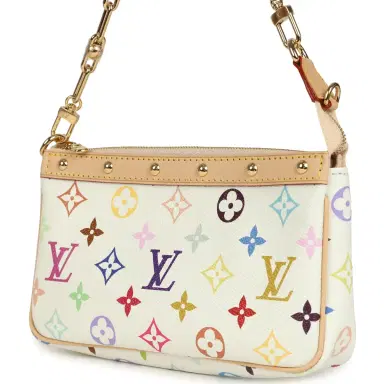 Louis Vuitton Louis Vuitton X Takashi Murakami Pochette Accessories White Multicolored Monogram Gold Hardware | Thumbnail 4 Louis Vuitton Louis Vuitton X Takashi Murakami Pochette Accessories White Multicolored Monogram Gold Hardware | Thumbnail 4