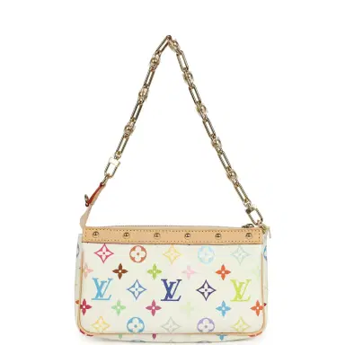 Louis Vuitton Louis Vuitton X Takashi Murakami Pochette Accessories White Multicolored Monogram Gold Hardware | Thumbnail 6 Louis Vuitton Louis Vuitton X Takashi Murakami Pochette Accessories White Multicolored Monogram Gold Hardware | Thumbnail 6