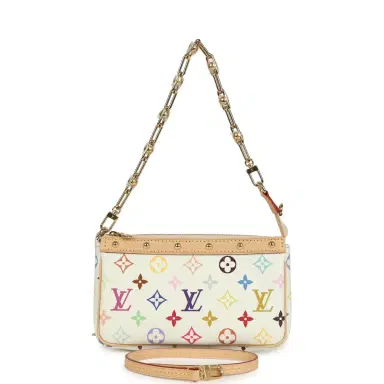 Louis Vuitton Louis Vuitton X Takashi Murakami Pochette Accessories White Multicolored Monogram Gold Hardware | Thumbnail 1 Louis Vuitton Louis Vuitton X Takashi Murakami Pochette Accessories White Multicolored Monogram Gold Hardware | Thumbnail 1
