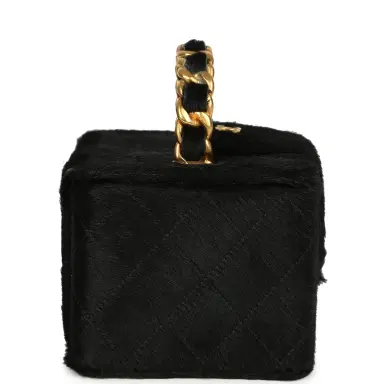 Chanel Vintage Chanel Square Vanity Box Black Pony Hair Antique Gold Hardware | Thumbnail 3 Chanel Vintage Chanel Square Vanity Box Black Pony Hair Antique Gold Hardware | Thumbnail 3