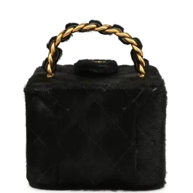 Chanel Vintage Chanel Square Vanity Box Black Pony Hair Antique Gold Hardware | Thumbnail 4 Chanel Vintage Chanel Square Vanity Box Black Pony Hair Antique Gold Hardware | Thumbnail 4