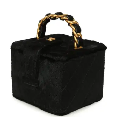 Chanel Vintage Chanel Square Vanity Box Black Pony Hair Antique Gold Hardware | Thumbnail 5 Chanel Vintage Chanel Square Vanity Box Black Pony Hair Antique Gold Hardware | Thumbnail 5