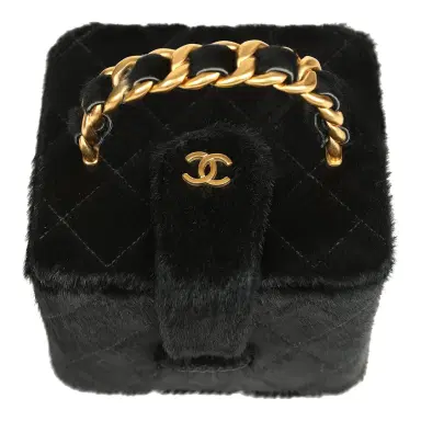 Chanel Vintage Chanel Square Vanity Box Black Pony Hair Antique Gold Hardware | Thumbnail 7 Chanel Vintage Chanel Square Vanity Box Black Pony Hair Antique Gold Hardware | Thumbnail 7