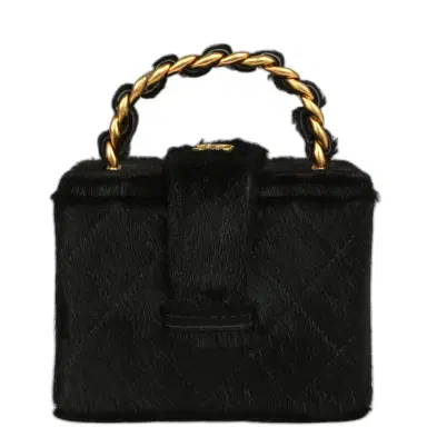 Chanel Vintage Chanel Square Vanity Box Black Pony Hair Antique Gold Hardware | Thumbnail 1 Chanel Vintage Chanel Square Vanity Box Black Pony Hair Antique Gold Hardware | Thumbnail 1