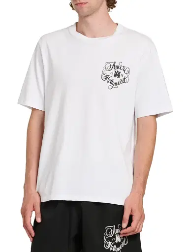 Amiri Men's Hollywood Cotton Crewneck T-Shirt - White | Thumbnail 3 Amiri Men's Hollywood Cotton Crewneck T-Shirt - White | Thumbnail 3