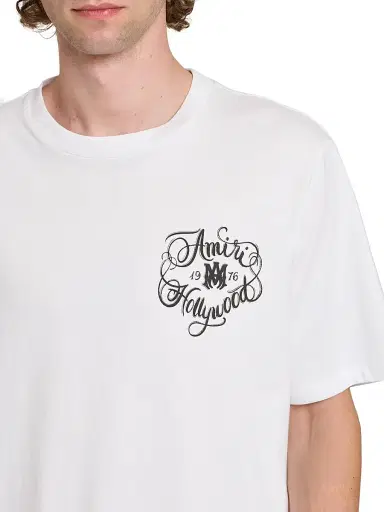 Amiri Men's Hollywood Cotton Crewneck T-Shirt - White | Thumbnail 6 Amiri Men's Hollywood Cotton Crewneck T-Shirt - White | Thumbnail 6