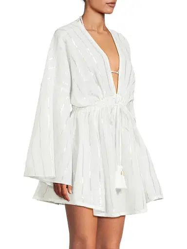 Milly Women's Olympia Stripe Cover-Up Dress - White | Thumbnail 4 Milly Women's Olympia Stripe Cover-Up Dress - White | Thumbnail 4