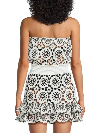 Milly Women's Verity Two-Tone Circle Eyelet Cover-Up Minidress - White Black | Thumbnail 5 Milly Women's Verity Two-Tone Circle Eyelet Cover-Up Minidress - White Black | Thumbnail 5