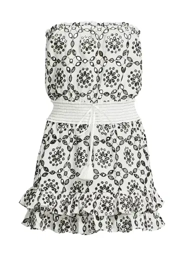 Milly Women's Verity Two-Tone Circle Eyelet Cover-Up Minidress - White Black | Thumbnail 1 Milly Women's Verity Two-Tone Circle Eyelet Cover-Up Minidress - White Black | Thumbnail 1