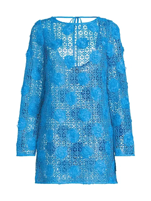 Women's 3D Crochet Cover-Up - Blue Women's 3D Crochet Cover-Up - Blue