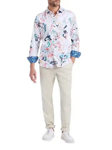 Robert Graham Men's Aldersgate Printed Stretch-Cotton Shirt | Thumbnail 2 Robert Graham Men's Aldersgate Printed Stretch-Cotton Shirt | Thumbnail 2
