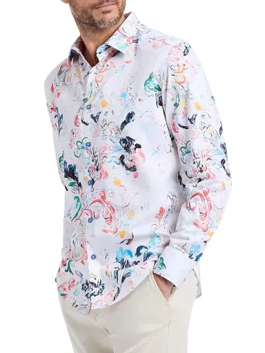 Robert Graham Men's Aldersgate Printed Stretch-Cotton Shirt | Thumbnail 4 Robert Graham Men's Aldersgate Printed Stretch-Cotton Shirt | Thumbnail 4