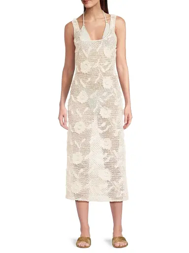 Milly Women's Sequined Crocheted Cover-Up Midi-Dress - White | Thumbnail 2 Milly Women's Sequined Crocheted Cover-Up Midi-Dress - White | Thumbnail 2