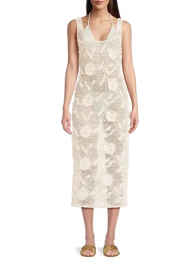Milly Women's Sequined Crocheted Cover-Up Midi-Dress - White | Thumbnail 3 Milly Women's Sequined Crocheted Cover-Up Midi-Dress - White | Thumbnail 3