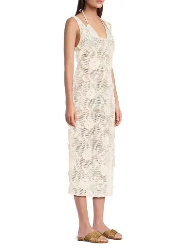 Milly Women's Sequined Crocheted Cover-Up Midi-Dress - White | Thumbnail 4 Milly Women's Sequined Crocheted Cover-Up Midi-Dress - White | Thumbnail 4