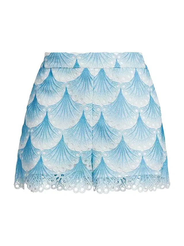 Women's Bubble Wave Lace Shorts - Blue White Women's Bubble Wave Lace Shorts - Blue White
