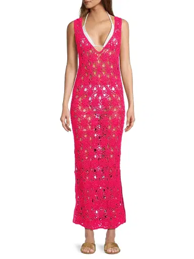 Milly Women's Floral Crochet Cover-Up Midi-Dress - Pink | Thumbnail 2 Milly Women's Floral Crochet Cover-Up Midi-Dress - Pink | Thumbnail 2