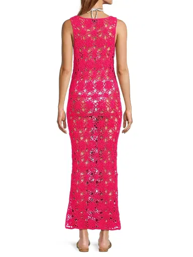Milly Women's Floral Crochet Cover-Up Midi-Dress - Pink | Thumbnail 5 Milly Women's Floral Crochet Cover-Up Midi-Dress - Pink | Thumbnail 5