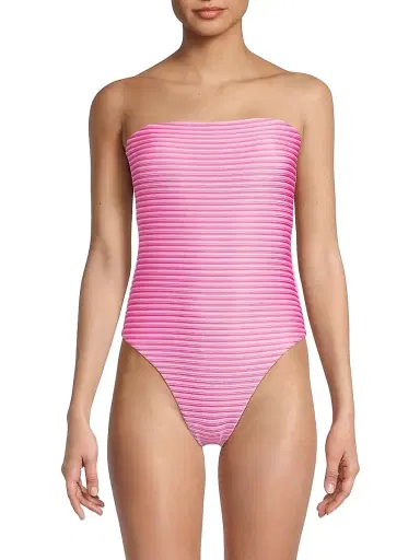Milly Women's Striped Strapless One-Piece Swimsuit - Pink Multi - Size Large | Thumbnail 3 Milly Women's Striped Strapless One-Piece Swimsuit - Pink Multi - Size Large | Thumbnail 3