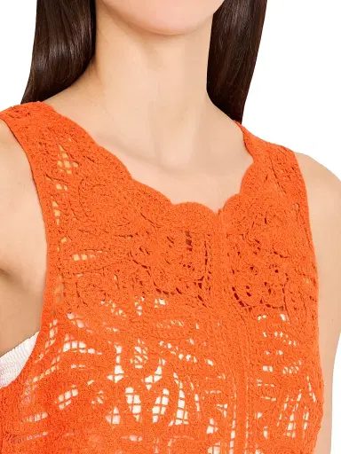 Milly Women's Crochet Cotton Cover-Up Minidress - Orange | Thumbnail 5 Milly Women's Crochet Cotton Cover-Up Minidress - Orange | Thumbnail 5