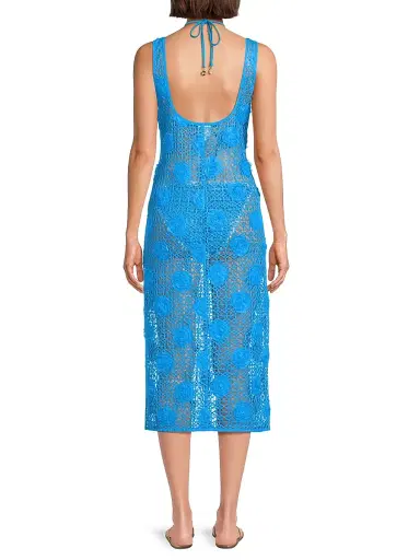 Milly Women's 3D Floral Crochet Cover-Up Dress - Blue | Thumbnail 5 Milly Women's 3D Floral Crochet Cover-Up Dress - Blue | Thumbnail 5