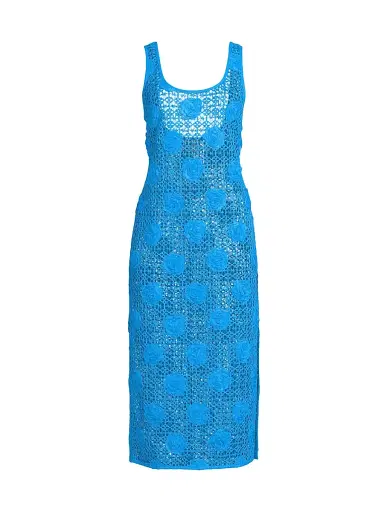 Milly Women's 3D Floral Crochet Cover-Up Dress - Blue | Thumbnail 1 Milly Women's 3D Floral Crochet Cover-Up Dress - Blue | Thumbnail 1