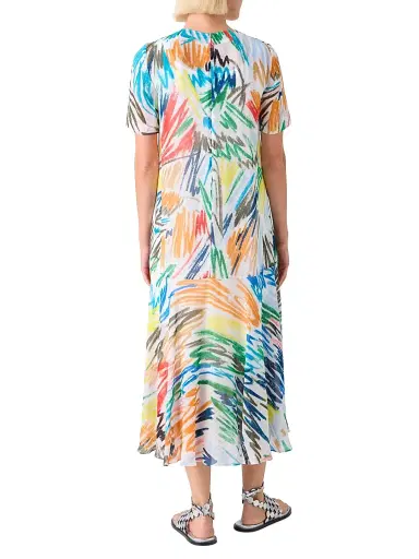 Akris punto Women's Abstract Georgette Crewneck Midi-Dress - Cream Multi - Size 10 | Thumbnail 4 Akris punto Women's Abstract Georgette Crewneck Midi-Dress - Cream Multi - Size 10 | Thumbnail 4