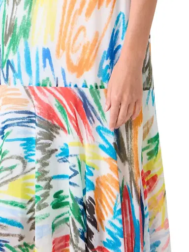 Akris punto Women's Abstract Georgette Crewneck Midi-Dress - Cream Multi - Size 10 | Thumbnail 5 Akris punto Women's Abstract Georgette Crewneck Midi-Dress - Cream Multi - Size 10 | Thumbnail 5
