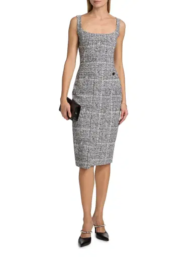 Chiara Boni La Petite Robe Women's Tweed Sleeveless Sheath Midi-Dress | Thumbnail 2 Chiara Boni La Petite Robe Women's Tweed Sleeveless Sheath Midi-Dress | Thumbnail 2
