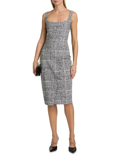 Chiara Boni La Petite Robe Women's Tweed Sleeveless Sheath Midi-Dress | Thumbnail 3 Chiara Boni La Petite Robe Women's Tweed Sleeveless Sheath Midi-Dress | Thumbnail 3