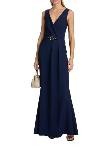 Chiara Boni La Petite Robe Women's Heiha Surplice Belted Gown | Thumbnail 3 Chiara Boni La Petite Robe Women's Heiha Surplice Belted Gown | Thumbnail 3