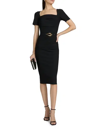 Chiara Boni La Petite Robe Women's Bahir Square Neck Belted Midi-Dress | Thumbnail 2 Chiara Boni La Petite Robe Women's Bahir Square Neck Belted Midi-Dress | Thumbnail 2