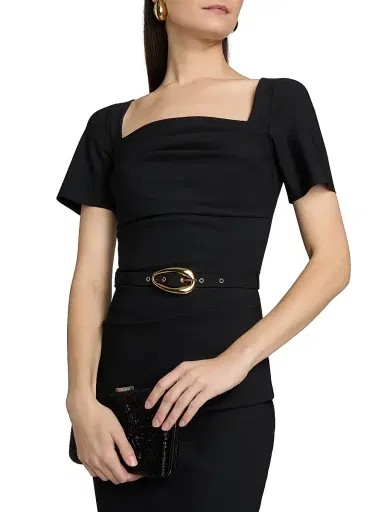 Chiara Boni La Petite Robe Women's Bahir Square Neck Belted Midi-Dress | Thumbnail 6 Chiara Boni La Petite Robe Women's Bahir Square Neck Belted Midi-Dress | Thumbnail 6