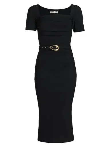 Chiara Boni La Petite Robe Women's Bahir Square Neck Belted Midi-Dress | Thumbnail 1 Chiara Boni La Petite Robe Women's Bahir Square Neck Belted Midi-Dress | Thumbnail 1